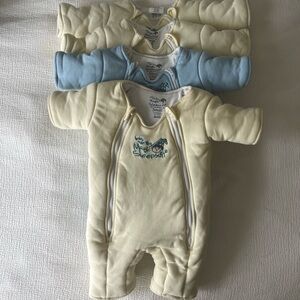 Baby Merlin’s Magic Sleep Suit Bundle - 4 four - small & large - yellow and blue